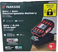Parkside 20V lithuim ion 2Ah Battery (PAP 20 B1) & 60 min Charger (PLG 20 C1) 65W 2.4A With Cell Balancing for longer battery life and increased lefespan