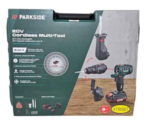 Parkside 20V Cordless 4-in-1 Multi Combination-Tool - Bare Unit - Drill, Multi Sander, Sabre Saw, Oscillatin Tool Quick and Easy to Change attachments - no Tools Required