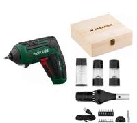 Parkside 4V Cordless 22 Pieces Screwdriver Wood Box Set with BBQ Accessories