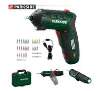 Parkside 4V Cordless Baton Screwdriver Set With Carry Case 26 Bits USB-C Cable