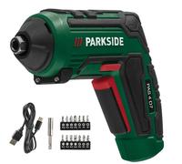 Parkside 4V Cordless Screwdriver Set With 15 Bit & USB-C Cable LED Work Light