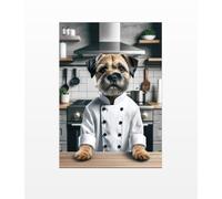 Parksmoonprints A4 Chef Border Terrier Print Baking Border Terrier Print Funny Dog Picture Kitchen Wall Art Sign Baker Dog Cooking Chef Print