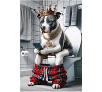 Parksmoonprints A4 Staffordshire Bull Terrier On Toilet Mobile Phone Print Funny Staffy Staffie Dog Loo Picture Animal Bath Bathroom Wall Art Sign