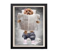 Parksmoonprints Blonde Cavapoo Print - Dog On Toilet - Girl Cavapoo Print - Funny Bathroom Wall Art - Apricot Cockapoo Picture Animal In Clothes - Ensuite Toilet Humour (A4 Print Only)