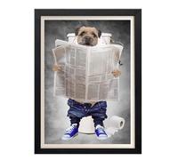 Parksmoonprints Border Terrier On Toilet - Funny Bathroom Print - Dog Picture - Animal On Loo - Toilet Humour Sign - Downstairs Toilet Bath Wall Art (A4 Print Only)