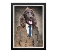 Parksmoonprints Chocolate Cocker Spaniel Print - Dog In Tweed Suit Portrait Funny Animal in Clothes Picture Hipster Dog Wall Art Regal Portrait (A4 Print Only)