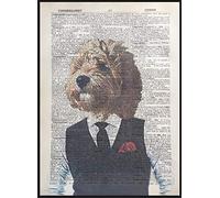 Parksmoonprints Cockapoo Print Vintage Dictionary Page Wall Art Picture Dog Animal In Clothes Apricot Blonde GoldenTan Beige Buff Champagne