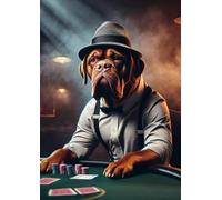Parksmoonprints Dogue de Bordeaux Playing Polka in Casino Print - Funny Animal Gambling Picture - Cool Dog Wall Art Bar Pub Dining Room Man Cave Garden Bar (Full Colour, A4 Size Print)