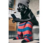 Parksmoonprints Funny Black Labrador Print Dog Smoking Spliff Lab on Toilet Phone Cannabis Leaf Cool Animal Joint Bathroom Ensuite Sign Picture Wall Art - Quirky Wall Art (Full Colour, A4 Size)
