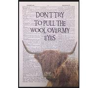 Parksmoonprints Highland Cattle Print Vintage Dictionary Page Wall Art Picture Cow Sheep Funny Animal Quirky Funky