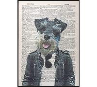 Parksmoonprints Miniature Schnauzer Print Vintage Dictionary Page Wall Art Picture Dog Animal Quirky Home Décor Gift