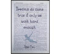 Parksmoonprints Peter Pan Tinkerbell Quote Vintage Dictionary Wall Art Print Picture Dreams Come True Cute Quirky Nursery Wall Art