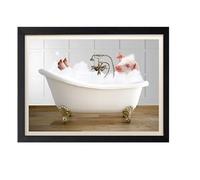 Parksmoonprints Pig In Bath Print - Funny Bathroom Wall Art - Farm Animal - Toilet Picture - Vintage Bathtub - Modern Quirky Bathroom Sign Piglet Print (A4 Print Only)