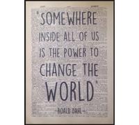 Parksmoonprints Roald Dahl Quote Print Vintage Dictionary Page Wall Art Picture Power Quirky