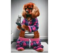 Parksmoonprints Ruby King Charles Cavalier Spaniel Sitting On Toilet Print Dog Mobile Phone Picture Funny Animal Cell Phone Girl Bathroom Wall Art Loo (Full Colour, 8 x 10 inches)