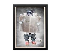 Parksmoonprints Schnauzer On Toilet - Funny Bathroom Print - Dog In Clothes - Miniature Schnauzer Gift - Dog On Toilet Picture Ensuite Wall Art - Poo Humour (A4 Print Only)