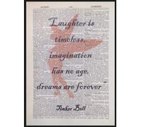 Parksmoonprints Tinkerbell Peter Pan Quote vintage dictionary wall art print picture laughter Quirky Funky Magic Quote Nursery