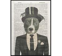Parksmoonprints Vintage Staffy Print Dictionary Page Wall Art Picture Dog Cool Humanised Animal