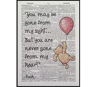 Parksmoonprints Winnie The Pooh Gone From Sight Quote Vintage Dictionary Print Picture Wall Art Quirky Wall Art Love Friendship Print