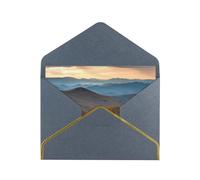 Parkway Mountains Printed Pearl Paper Greeting Card, Black - Folded Blank Cards with Gold Trim for Weddings, Birthdays, Christmas