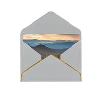 Parkway Mountains Printed Pearl Paper Greeting Card, Light Grey - Folded Blank Cards with Gold Trim for Weddings, Birthdays, Christmas