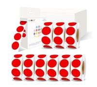 PARLAIM 10000 PCS 1 inch Colored Dot Stickers Round Color Coding Labels Polka Circle Dot Label Sticker for Office Classroom Red Dot Stickers 10 Rolls/Pack