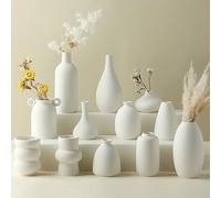Parlamain 12 Pack White Ceramic Vase for Flowers, Japanese Small Vase Bulk for Centerpieces, Mini Boho Vases for Wedding Decorations, Living Room and Bedroom, Arts and Crafts