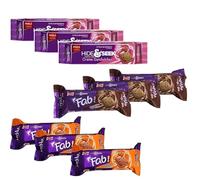 Parle Fab Biscuit Combo Pack - Chocolate, Orange & Strawberry Cream Biscuits | 9 Packs (3x112g Each Flavour) | Crunchy Cream Sandwich Biscuits | Delicious Tea-Time Snack for All Ages