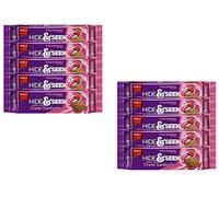 Parle Hide & Seek Strawberry Fab Biscuits 112g (Pack of 10) - Crispy & Crunchy Tea Time Sandwich Biscuit Bars - Strawberry Cream Filled Biscuits for Snacks - Delicious Cracker Cookies for Kids