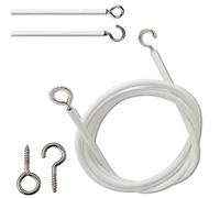 Parlex 1.5m White Net Curtain Wire Cord For Windows Inc. 2 x Screw Hooks, 2 x Screw Eyes