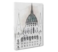 Parliament Building in Budapest in Abstract Canvas Print for Living Room Bedroom Home Office Décor, Wall Art Picture Ready to Hang, 30 x 20 Inch (76 x 50 cm)