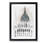 Parliament Building in Budapest in Abstract Framed Print | A2 Black Framed Wall Art | Ready to Hang | Abstract Cityscape Picture | Living Room Bedroom Lounge Office