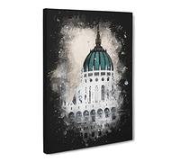 Parliament Building In Budapest Paint Splash Modern Canvas Wall Art Print Ready to Hang, Framed Picture for Living Room Bedroom Home Office Décor, 20x14 Inch (50x35 cm)