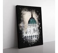 Parliament Building In Budapest Paint Splash Modern Canvas Wall Art Print Ready to Hang, Framed Picture for Living Room Bedroom Home Office Décor, 76x50 cm (30x20 Inch)