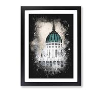 Parliament Building In Budapest Paint Splash Modern Framed Print | A2 Black Framed Wall Art | Ready to Hang | Modern Cityscape Picture | Living Room Bedroom Lounge Office