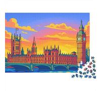 Parliament Building Sunset 1000 Piece Jigsaw Puzzle Paper Jigsaw Puzzle for Adults Relax 52x38cm/1000pcs