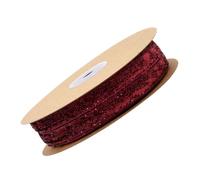 Parliky 1 Roll 1cm Width Red Flocking Plush Ribbon for Gift Wrapping and DIY Decorative Strap, Non-Elastic Cloth Ribbon Accessories for Shop and Birthday Presents