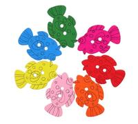Parliky 100pcs Colorful Fish Shaped Wooden Buttons for DIY Crafts Knitting Crochet Scrapbooking Sewing Decorations Cute Cartoon Animal Design