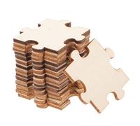 Parliky 100pcs Unfinished Wooden Puzzle Pieces DIY Color Your Own Puzzles for Creative Craft Painting and Handwork Exercise Interconnectable Blanks for Boys