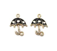 Parliky 10pcs Black Alloy Umbrella Shaped DIY Key Chain Pendants for Jewelry Making Creative Charms for Bracelets Necklaces Earrings and Keyrings
