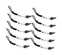 Parliky 10pcs Black Plastic Whistles with Hanging Lanyard, Loud Neck Whistle Set for Coaches, Referees, Teachers, Outdoor Sports and Emergency Use