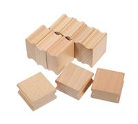 Parliky 10pcs Blank Stamps with Grooved Surface for DIY Carving Precision Beech Wood Stamper Blocks for Scrapbooking Crafting and Custom Stamp Creation
