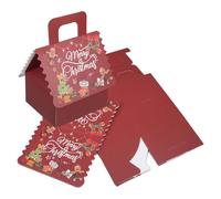 Parliky 10Pcs Burgundy Gingerbread House Candy Boxes Small Christmas Cookie Boxes Holiday Treat Packaging for Party Favors and Baked Goods Wrapping