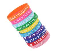 Parliky 10Pcs Colorful Silicone Star Student Bracelets for School Supplies Motivational Reward Wristbands for Teacher Recognition Comfortable Soft Silicone Bands for Classroom Education