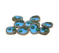 Parliky 10pcs Mini Water Pool Resin Ponds with Realistic Details and Teaching about Ecology for Dollhouse Garden Dioramas and Home Fairy Garden Accessories
