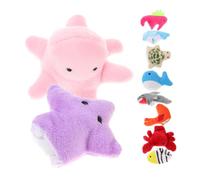 Parliky 10pcs Plush Finger Puppets Soft Ocean Animal for Interactive Storytelling Role Play Cute Cartoon Characters Promote Communication and Imaginative Play