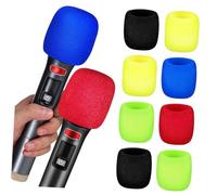 Parliky 10pcs Thickened Microphone Sponge Covers Soft Windproof Mic Protectors for Ktv Home Live Streaming Conference Stage Performance with Colors Black Yellow Red Green