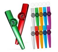 Parliky 12 Pack Metal Kazoos Set Multipack Musical Instrument for Adults and Kids Includes 12 Diaphragms Lightweight and Compact for Group Play and Practice