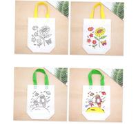 Parliky 12 Pcs Foldable Nonwoven Shopping Bags with DIY Color Painting Patterns Lightweight Large Capacity Portable Storage Pouch for Creativity and Outdoor Walking Use