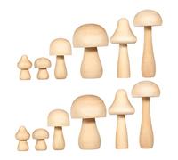 Parliky 12 Pcs Unfinished Wooden Mushrooms DIY Craft for Blank Mushroom Figurines in Multiple Safe Wood Material for Painting Drawing and Creative Art Projects Gift for Boys